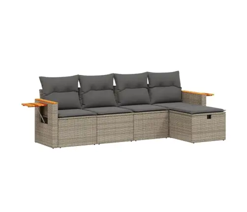 Sofos Komplektas Su Pagalvėlėmis, 5 Dalių, Pilkas, Poliratanas