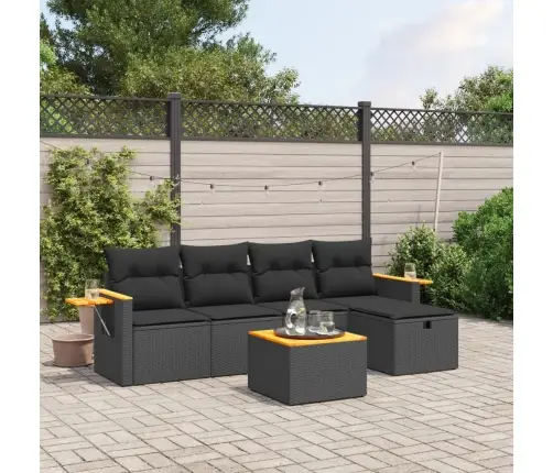 6-Osaline Aiadiivani Komplekt Patjadega, Must, Polürotang