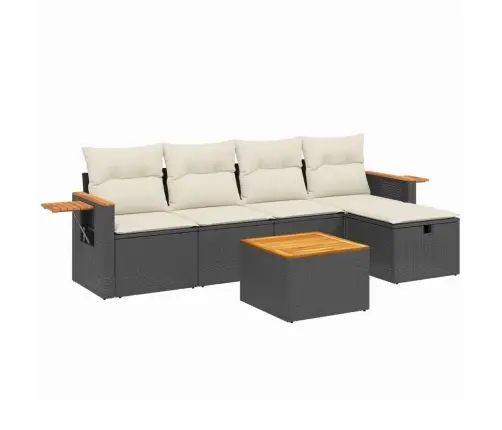 6-Daļīgs Dārza Dīvāna Komplekts, Matrači, Melna Pe Rotanpalma Vidaxl