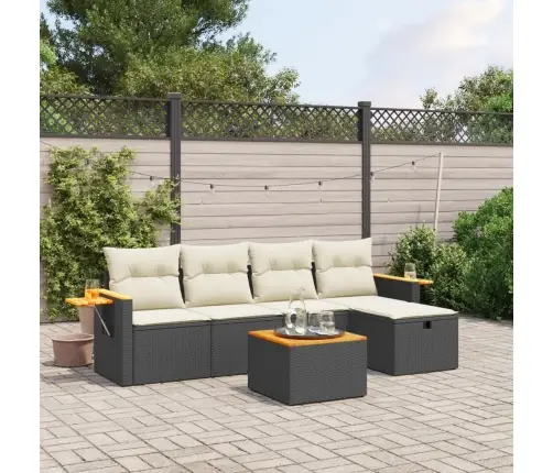 6-Daļīgs Dārza Dīvāna Komplekts, Matrači, Melna Pe Rotanpalma Vidaxl