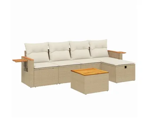 6-Daļīgs Dārza Dīvāna Komplekts, Matrači, Bēša Pe Rotangpalma Vidaxl