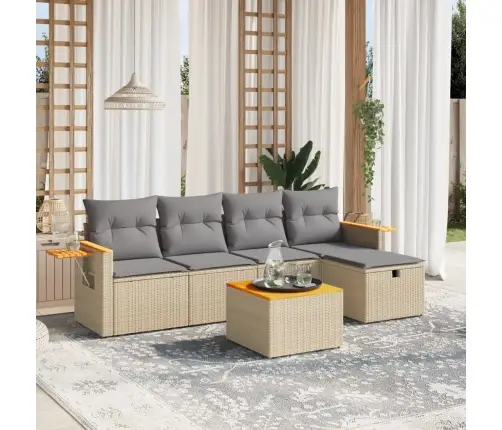 6-Osaline Aiadiivani Komplekt Patjadega, Beež, Polürotang