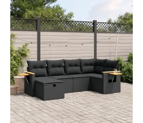 6-Daļīgs Dārza Dīvāna Komplekts, Matrači, Melna Pe Rotanpalma Vidaxl