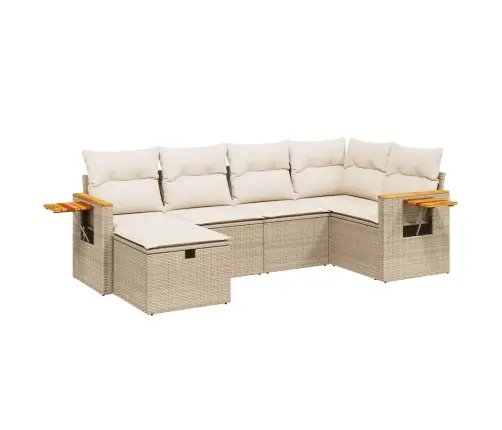 6-Daļīgs Dārza Dīvāna Komplekts, Matrači, Bēša Pe Rotangpalma Vidaxl