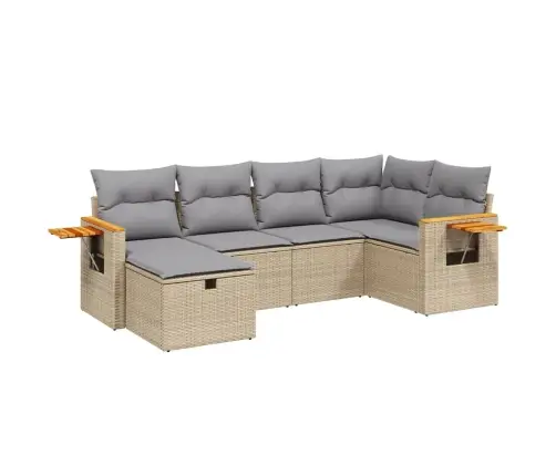 6-Daļīgs Dārza Dīvāna Komplekts, Matrači, Bēša Pe Rotangpalma Vidaxl