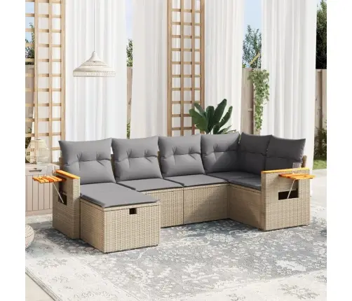 6-Daļīgs Dārza Dīvāna Komplekts, Matrači, Bēša Pe Rotangpalma Vidaxl