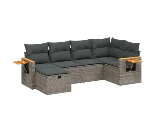 6-Daļīgs Dārza Dīvāna Komplekts Ar Matračiem, Pelēks Pe Pinums Vidaxl