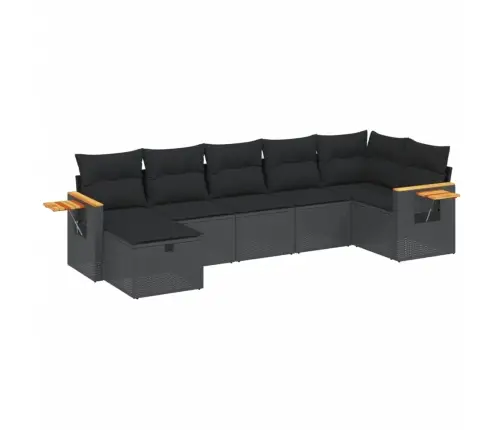 7-Daļīgs Dārza Dīvāna Komplekts Ar Matračiem, Melna Pe Vidaxl