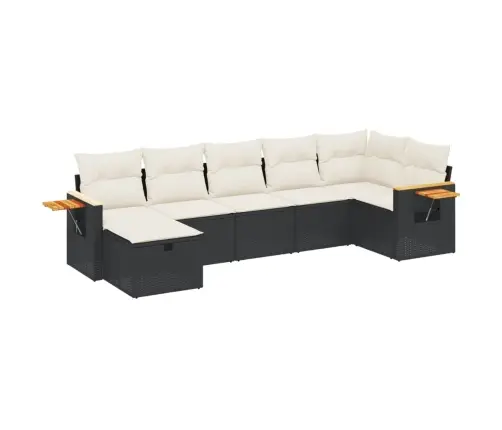 7-Daļīgs Dārza Dīvāna Komplekts Ar Matračiem, Melna Pe Vidaxl