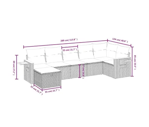 7-Daļīgs Dārza Dīvāna Komplekts, Matrači, Bēša Pe Rotangpalma Vidaxl