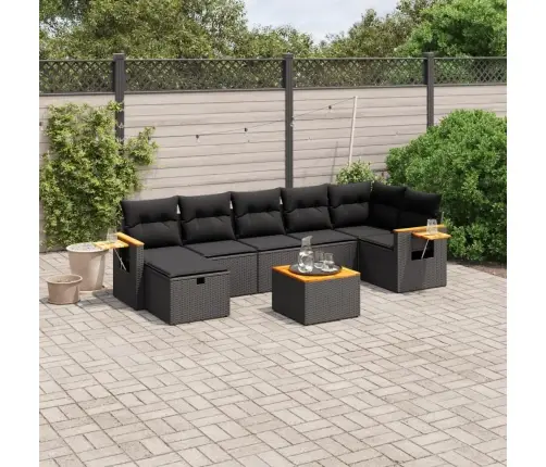 8-Daļīgs Dārza Dīvāna Komplekts, Matrači, Melna Pe Rotangpalma Vidaxl