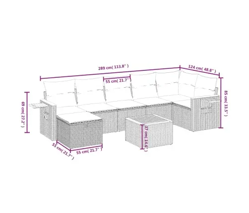 8-Daļīgs Dārza Dīvāna Komplekts, Matrači, Bēša Pe Rotangpalma Vidaxl