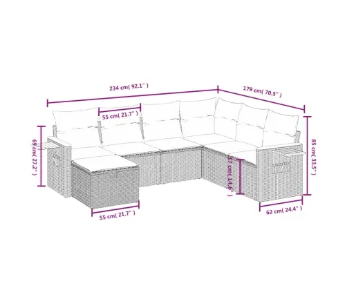 7-Daļīgs Dārza Dīvāna Komplekts Ar Matračiem, Melna Pe Vidaxl