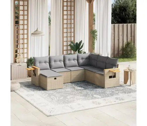 7-Daļīgs Dārza Dīvāna Komplekts Ar Matračiem,Pe Rotangpalma Vidaxl