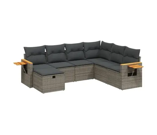 Sofos Komplektas Su Pagalvėlėmis, 7 Dalių, Pilkas, Poliratanas