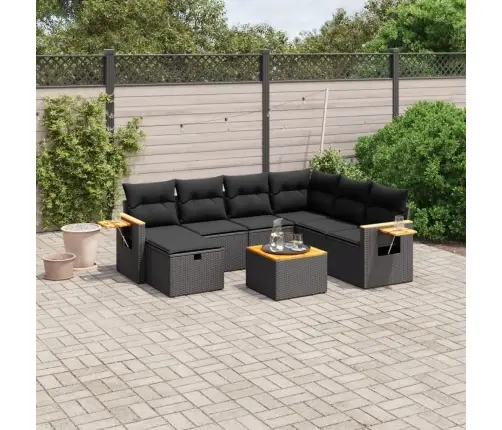 8-Daļīgs Dārza Dīvāna Komplekts, Matrači, Melna Pe Rotangpalma Vidaxl