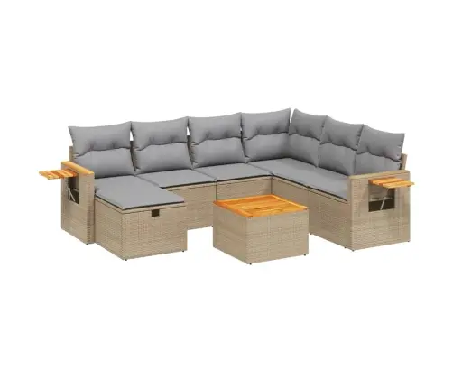 8-Daļīgs Dārza Dīvāna Komplekts, Matrači, Bēša Pe Rotangpalma Vidaxl