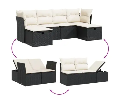 6-Osaline Aiadiivani Komplekt Patjadega, Must, Polürotang