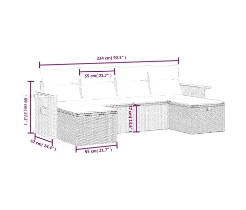 6-Osaline Aiadiivani Komplekt Patjadega, Must, Polürotang