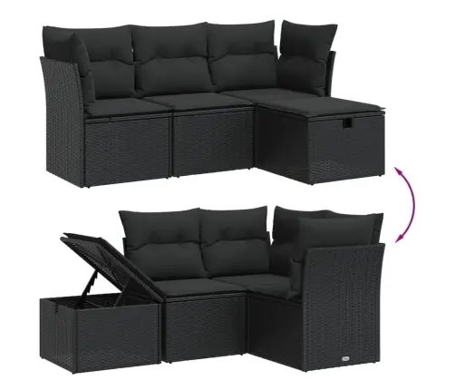 4-Daļīgs Dārza Dīvāna Komplekts Ar Matračiem, Pe Rotangpalma Vidaxl