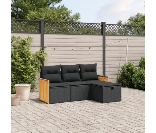 4-Daļīgs Dārza Dīvāna Komplekts Ar Matračiem, Pe Rotangpalma Vidaxl