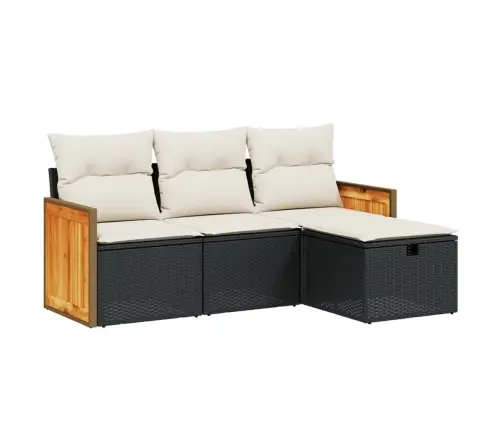 Sodo Komplektas Su Pagalvėlėmis, 4 Dalių, Juodas, Poliratanas