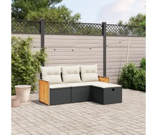 Sodo Komplektas Su Pagalvėlėmis, 4 Dalių, Juodas, Poliratanas