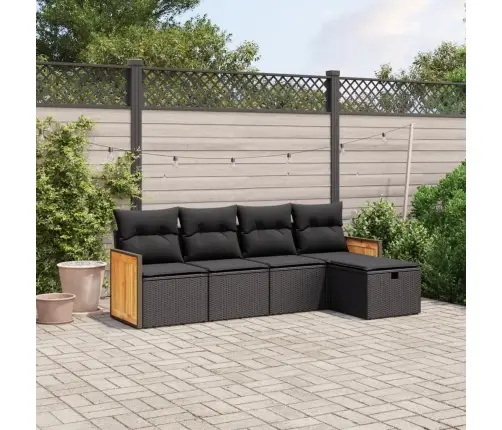 5-Daļīgs Dārza Dīvāna Komplekts Ar Matračiem, Pe Rotangpalma Vidaxl