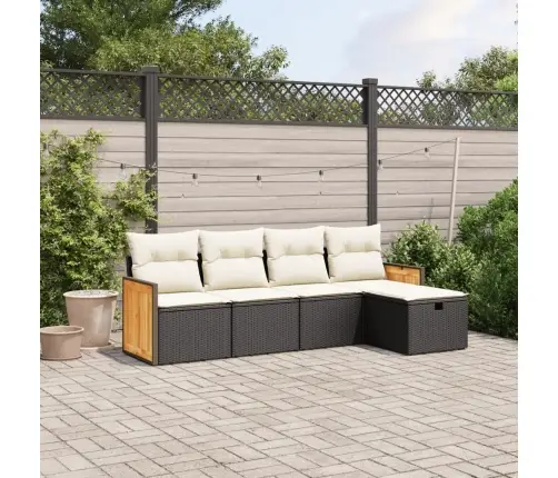 5-Daļīgs Dārza Dīvāna Komplekts Ar Matračiem, Pe Rotangpalma Vidaxl