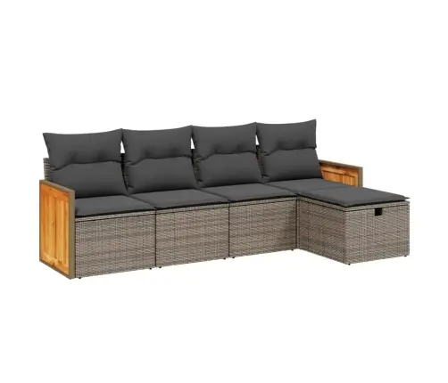 5-Daļīgs Dārza Dīvāna Komplekts Ar Matračiem, Pelēks Pe Pinums Vidaxl