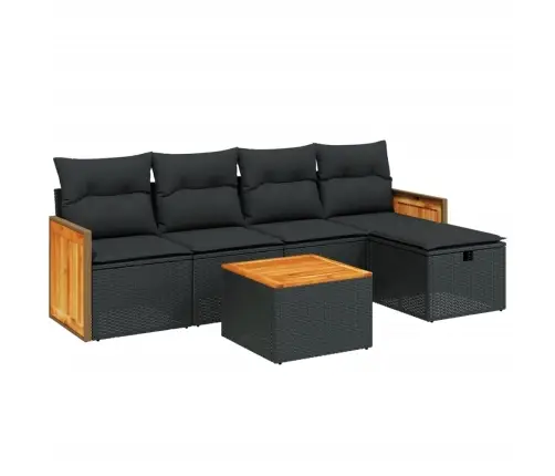 6-Daļīgs Dārza Dīvāna Komplekts, Matrači, Melna Pe Rotanpalma Vidaxl