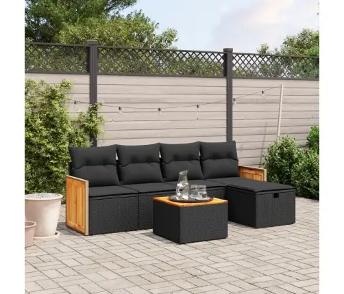 6-Daļīgs Dārza Dīvāna Komplekts, Matrači, Melna Pe Rotanpalma Vidaxl