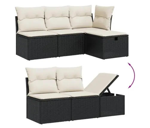 6-Osaline Aiadiivani Komplekt Patjadega, Must, Polürotang