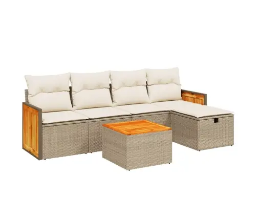 Sofos Komplektas Su Pagalvėlėmis, 6 Dalių, Smėlio, Poliratanas