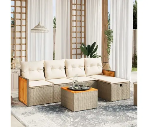 Sofos Komplektas Su Pagalvėlėmis, 6 Dalių, Smėlio, Poliratanas