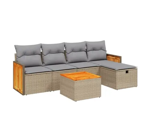 6-Daļīgs Dārza Dīvāna Komplekts, Matrači, Bēša Pe Rotangpalma Vidaxl