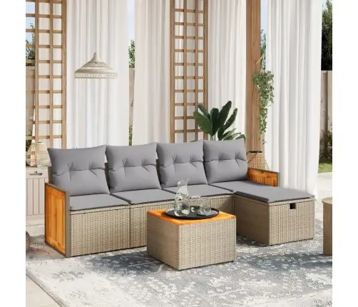 6-Daļīgs Dārza Dīvāna Komplekts, Matrači, Bēša Pe Rotangpalma Vidaxl