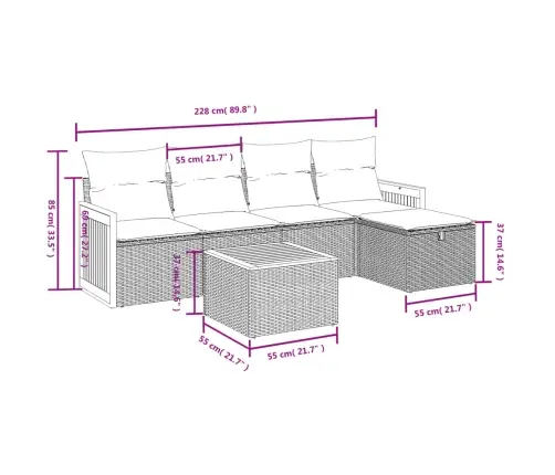 6-Osaline Aiadiivani Komplekt Patjadega, Hall, Polürotang