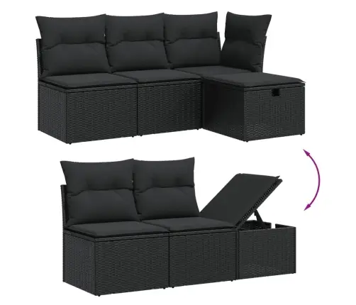 6-Osaline Aiadiivani Komplekt Patjadega, Must, Polürotang