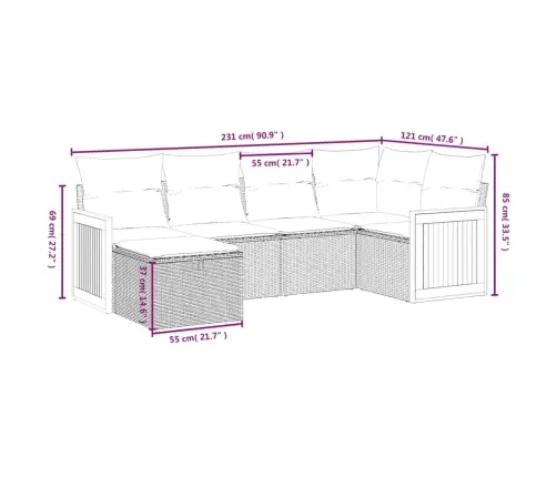 6-Osaline Aiadiivani Komplekt Patjadega, Must, Polürotang