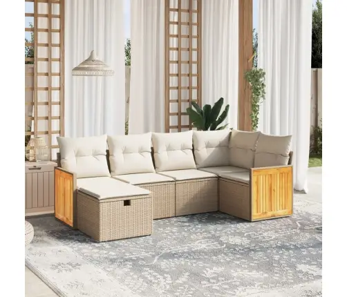 6-Daļīgs Dārza Dīvāna Komplekts, Matrači, Bēša Pe Rotangpalma Vidaxl