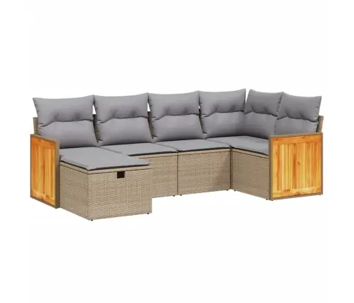 6-Daļīgs Dārza Dīvāna Komplekts, Matrači, Bēša Pe Rotangpalma Vidaxl 6-Daļīgs Dārza Dīvāna Komplekts, Matrači, Bēša Pe Rotangpalma Vidaxl