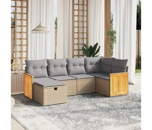 6-Daļīgs Dārza Dīvāna Komplekts, Matrači, Bēša Pe Rotangpalma Vidaxl 6-Daļīgs Dārza Dīvāna Komplekts, Matrači, Bēša Pe Rotangpalma Vidaxl