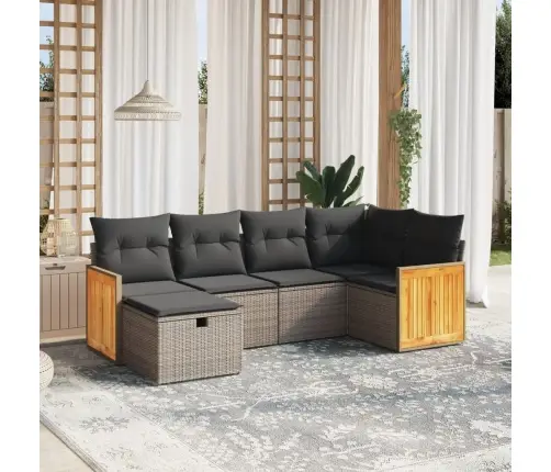 6-Daļīgs Dārza Dīvāna Komplekts Ar Matračiem, Pelēks Pe Pinums Vidaxl