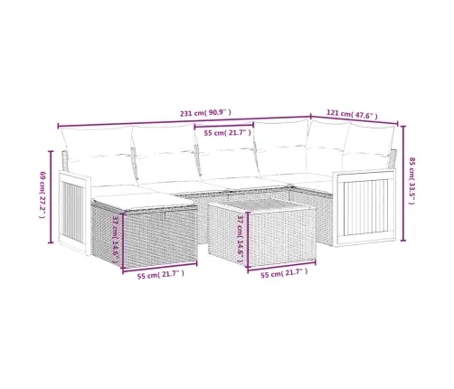 Sofos Komplektas Su Pagalvėlėmis, 7 Dalių, Juodas, Poliratanas