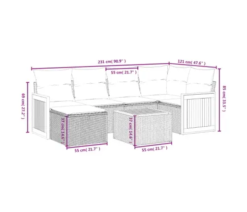 7-Daļīgs Dārza Dīvāna Komplekts, Matrači, Bēša Pe Rotangpalma Vidaxl