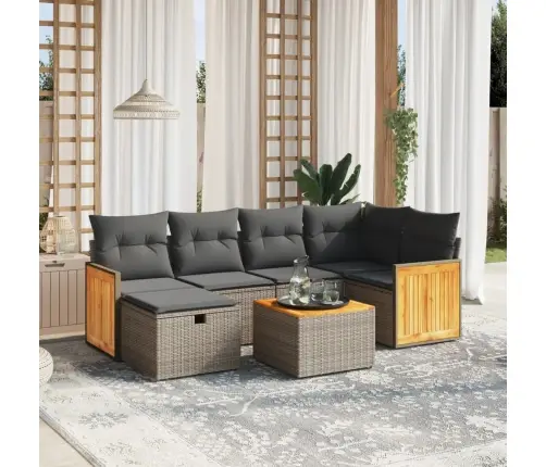 7-Daļīgs Dārza Dīvāna Komplekts, Matrači, Pelēka Pe Rotangpalma Vidaxl