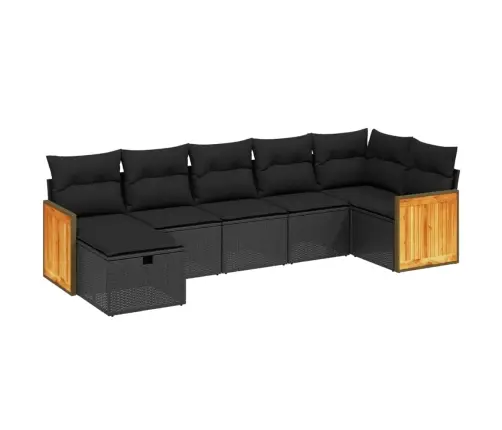 7-Daļīgs Dārza Dīvāna Komplekts Ar Matračiem, Melna Pe Vidaxl