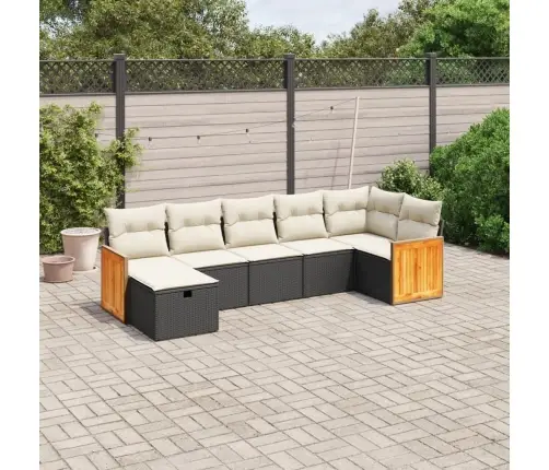 7-Daļīgs Dārza Dīvāna Komplekts Ar Matračiem, Melna Pe Vidaxl