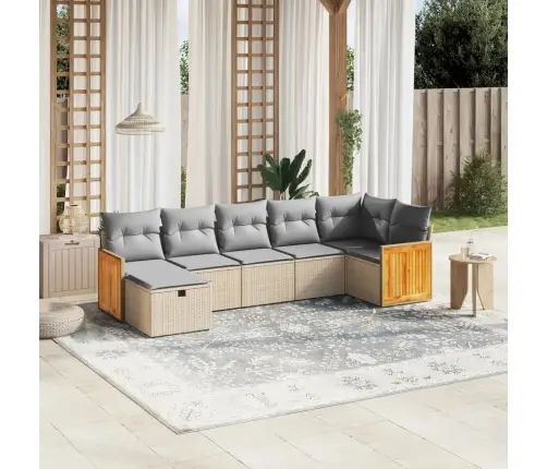 7-Daļīgs Dārza Dīvāna Komplekts Ar Matračiem,Pe Rotangpalma Vidaxl